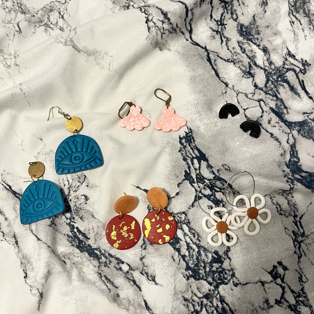 ⭐️2 for $15⭐️ Lot of 5 Clay Handmade Earrings